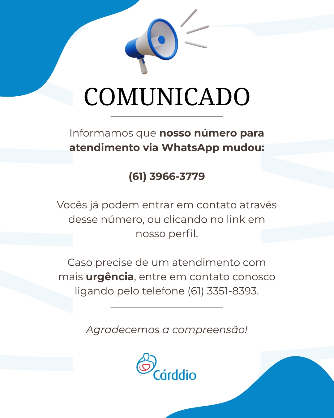 Aviso da Clínica Cárddio